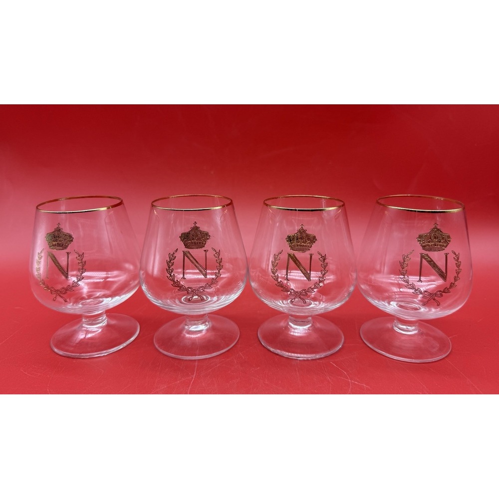 4 BACCARAT Napoleon Crystal Brandy Glasses Snifter France 3.25"